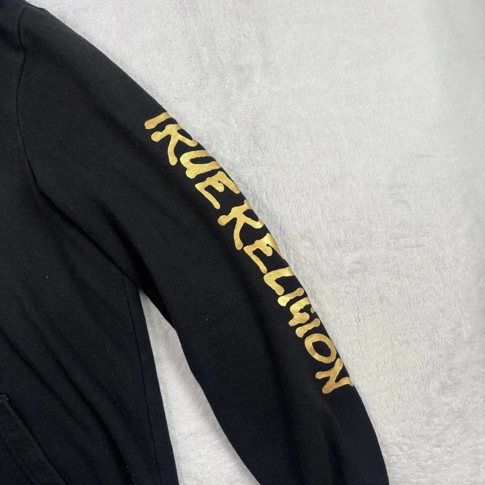 True Religion Black Gold‎ Pullover Fleece Long Sleeve Hoodie Men's Small